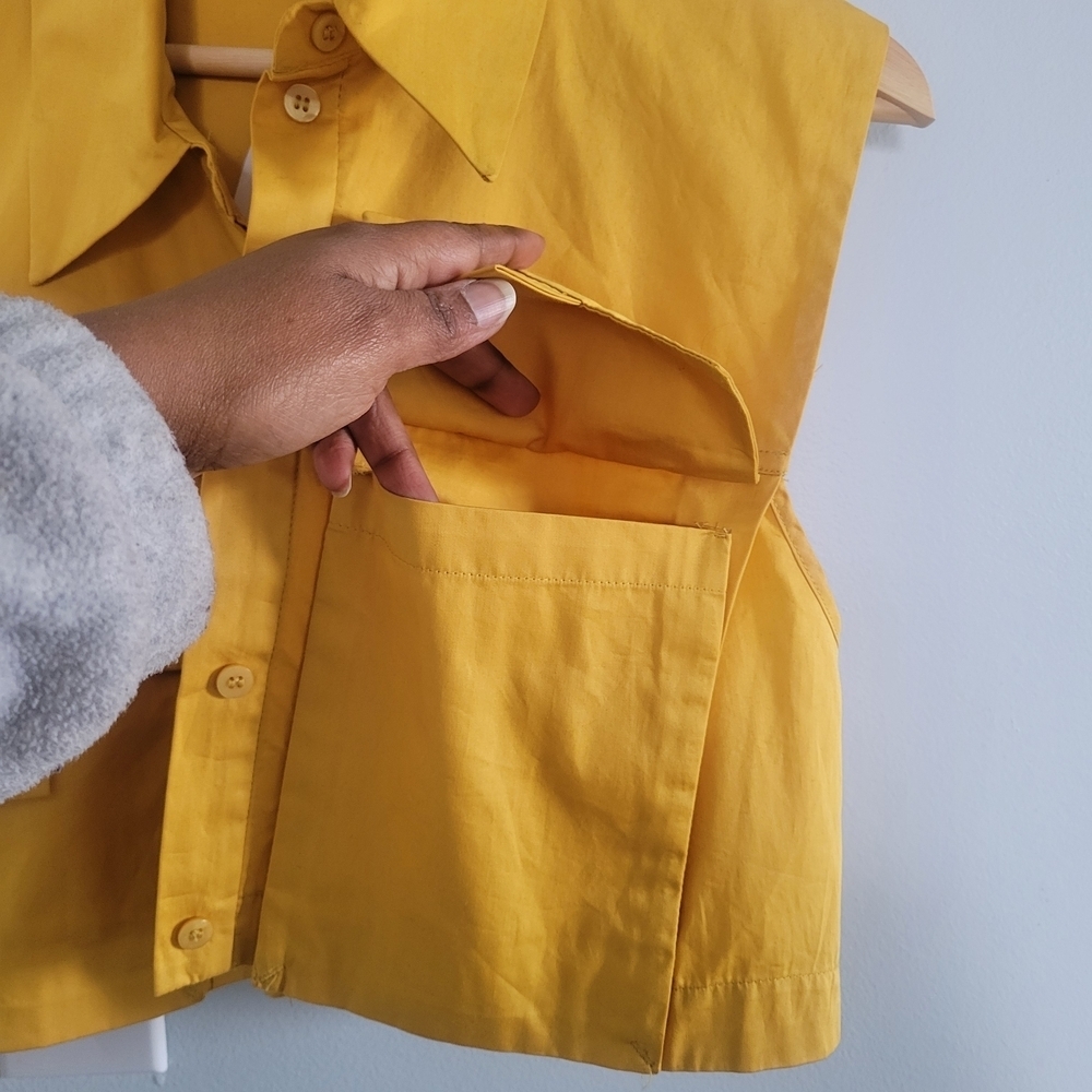 NWT ZARA Mustard Yellow Sleeveless Jacket - Size M Utility Style Jacket - Picture 5 of 11